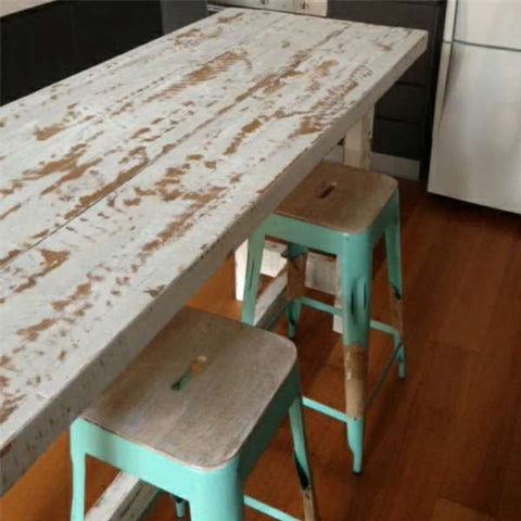 "Once Upon A Queenslander" Eco Recycled High Bench Table in White "Once Upon A Queenslander" Eco Recycled High Bench Table in White