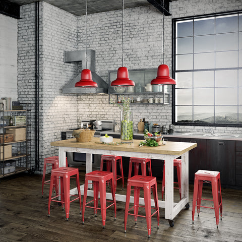 Retro Recycled Country Farmhouse High Bench Table in White & Natural with Wheels (SUPERSIZED) Retro Recycled Country Farmhouse High Bench Table in White & Natural with Wheels (SUPERSIZED)