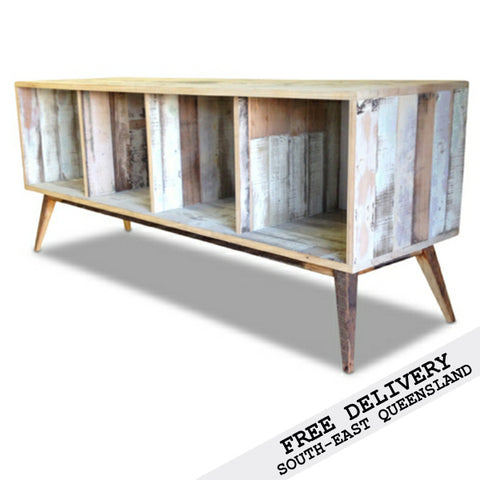 Retro Modern Mid Century Eco Recycled Retro Open Cabinet / Sideboard / Buffet