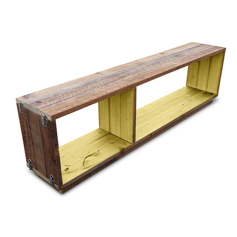 "Once Upon A Queenslander" Eco Recycled Modular Bookcase / Bench / TV Stand in Lemon Meringue