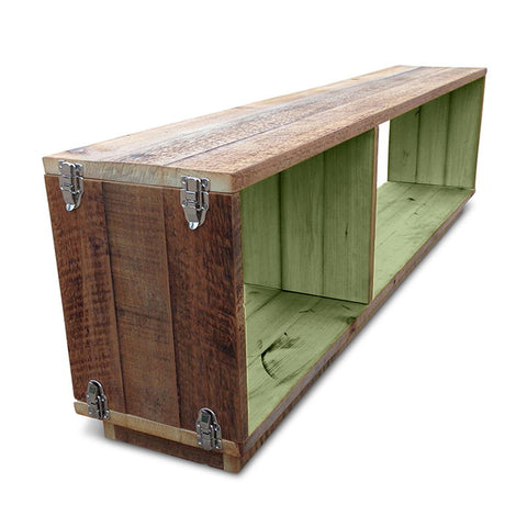 "Once Upon A Queenslander" Eco Recycled Modular Bookcase / Bench / TV Stand in Mint Green