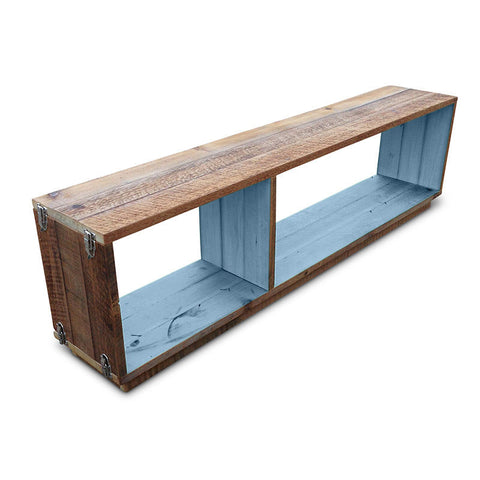 "Once Upon A Queenslander" Eco Recycled Modular Bookcase / Bench / TV Stand in Powder Blue