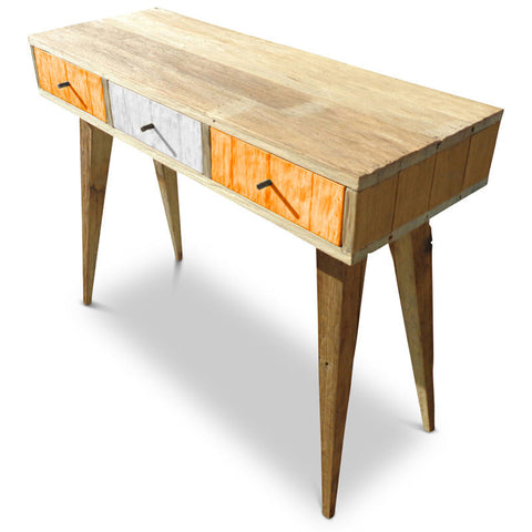 "Once Upon A Queenslander" Eco Recycled Retro Hall Table / Console / Dressing Table / Desk in Orange & White